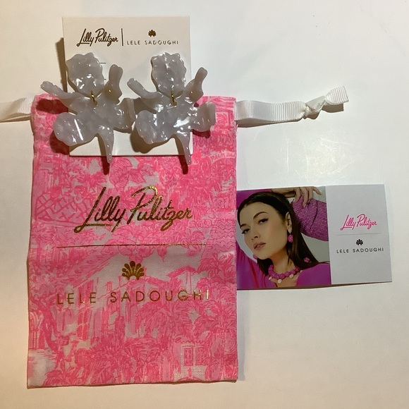 Lilly Pulitzer x Lele Sadoughi Limited Edition Lily White Earrings New - Picture 4 of 4
